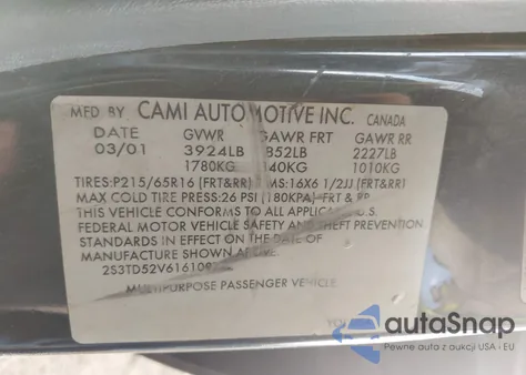 2001 Suzuki Vitara Jlx/Jx from USA, damaged, VIN 2S3TD52V616109774